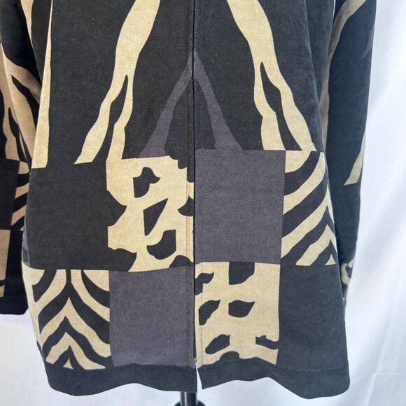 Denim & Co Animal Print Patchwork Full Zip Bold Artsy Abstract Jacket Size Small - Picture 6 of 8